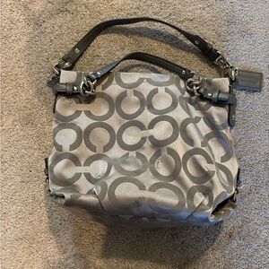 Coach Silver and Black Signature Tote